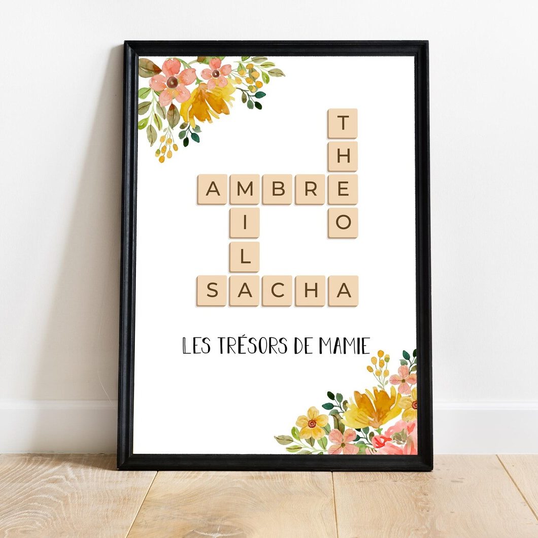Affiche scrabble personnalisée - Cadre personnalisé scrabble